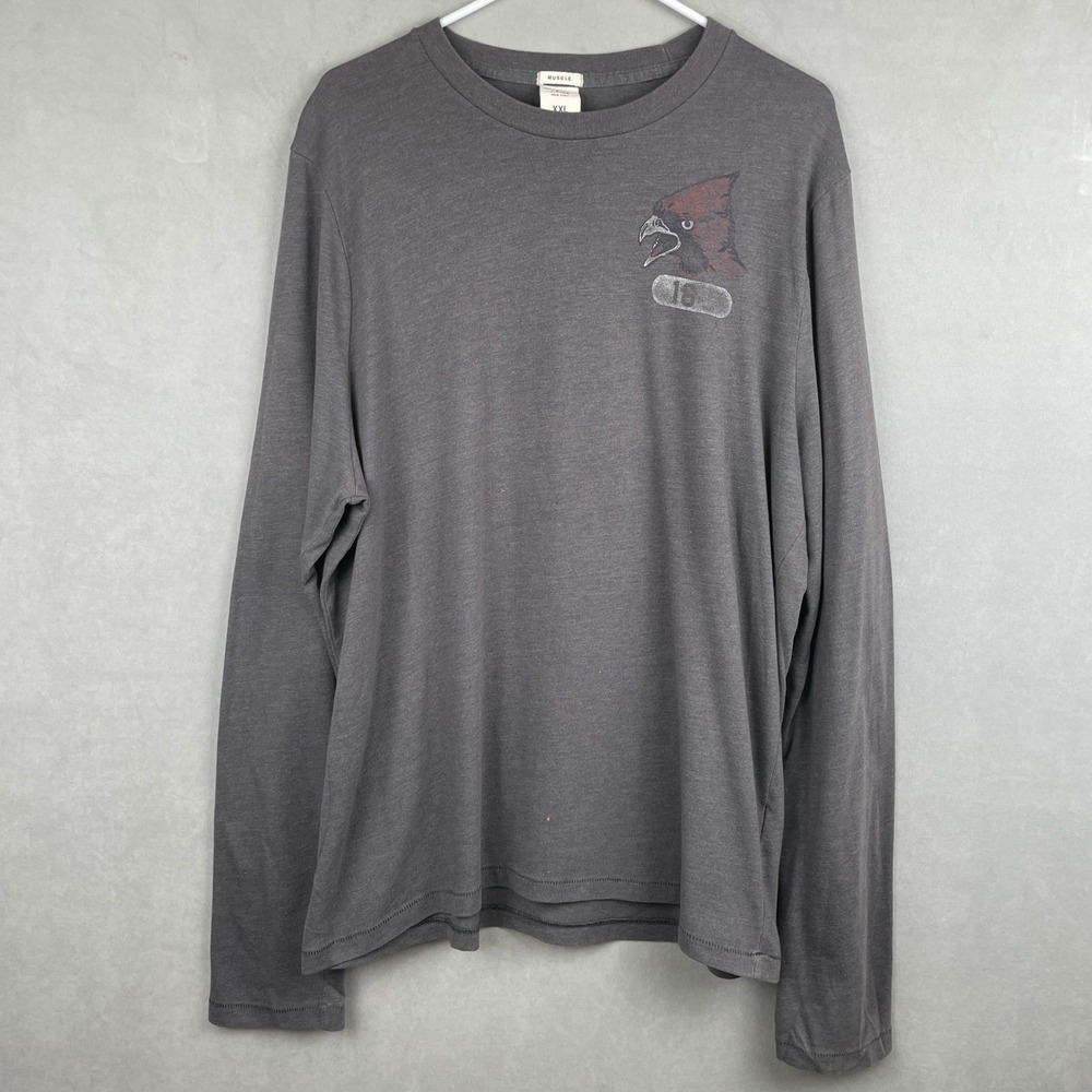 VTG Abercrombie & Fitch XXL Gray Muscle Fit Long Sleeve Cardinal Graphic Tee Y2K